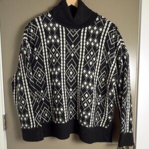 Loft Black & White Turtleneck Sweater (Size XL)